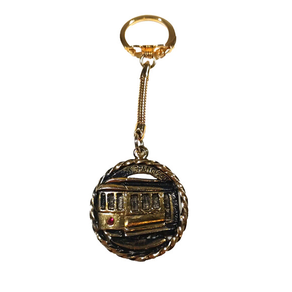 San Francisco California Gold Tone Red Green Stone Souvenir - Picture 2 of 5